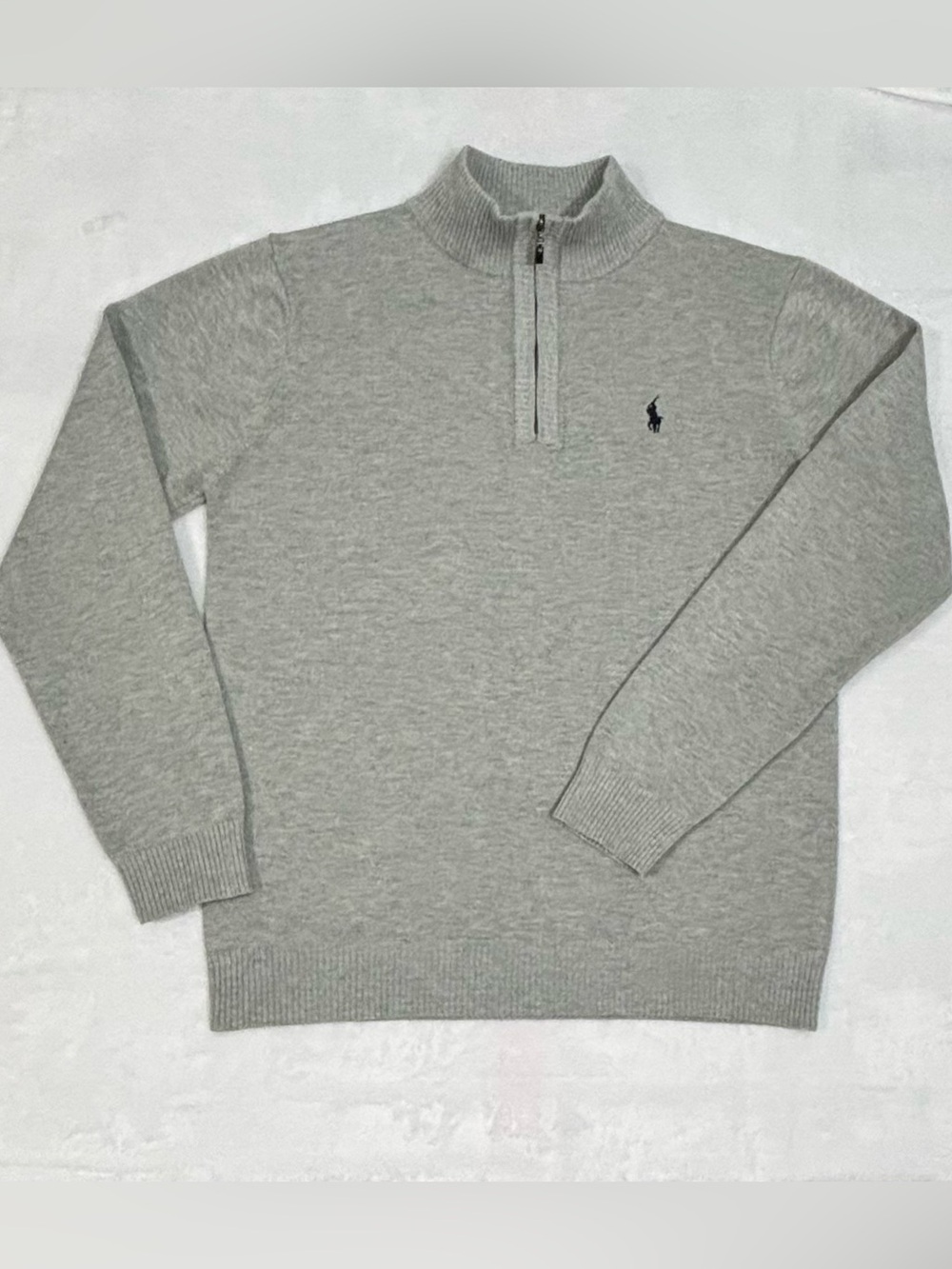 Polo Ralph Lauren Men’s 100% Cotton Gray Quarter Zip Sweater